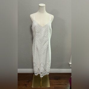 White House Black Market White Lace Midi Dress